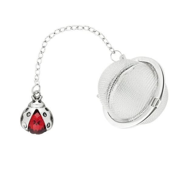 Supreme 18/8 Stainless Steel 2 Inch Mesh Tea Ball Infuser/Tea Interval Diffuser/Tea Strainer Infuser with Zinc Alloy and Enamel Apple Charm for Tea and Everyday Use
