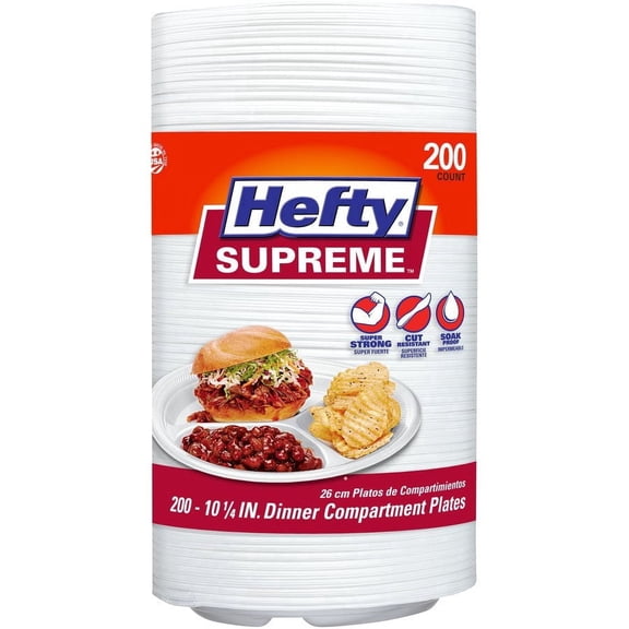 Supreme 3-Compartment Foam Plates, 10 1/4", 200 ct.