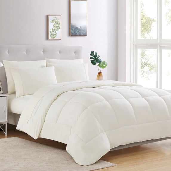 Supreme 5 Piece Bed-In-A-Bag All Season Solid Comforter & Sheet Set, Twin Extra-Long, Ivory