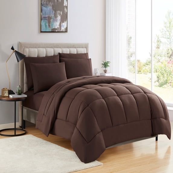 Supreme 7 Piece Bed-In-A-Bag All Season Solid Comforter & Sheet Set, Full, Chocolate
