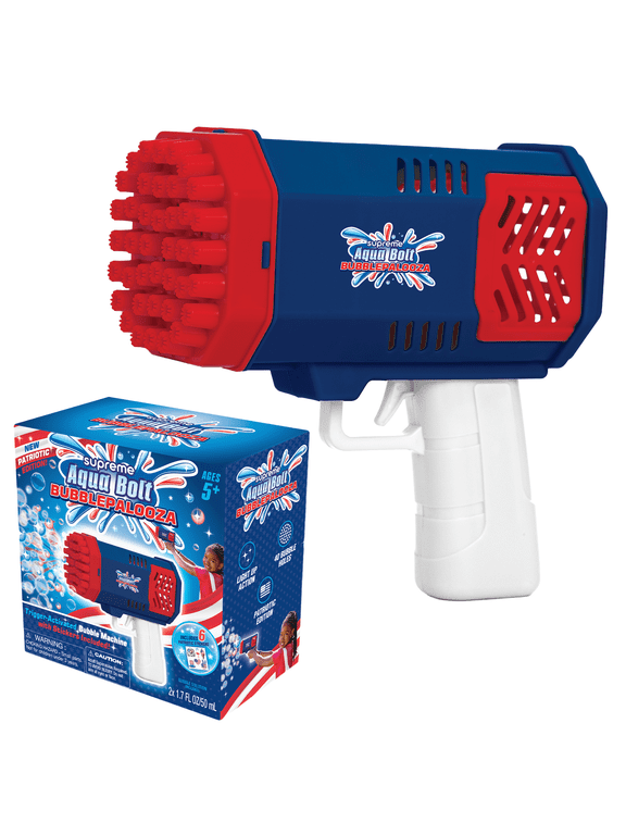 Supreme Aqua Bolt Bubblepalooza, Automatic Bubble Blowing Gun Toy for Kids with LEDs