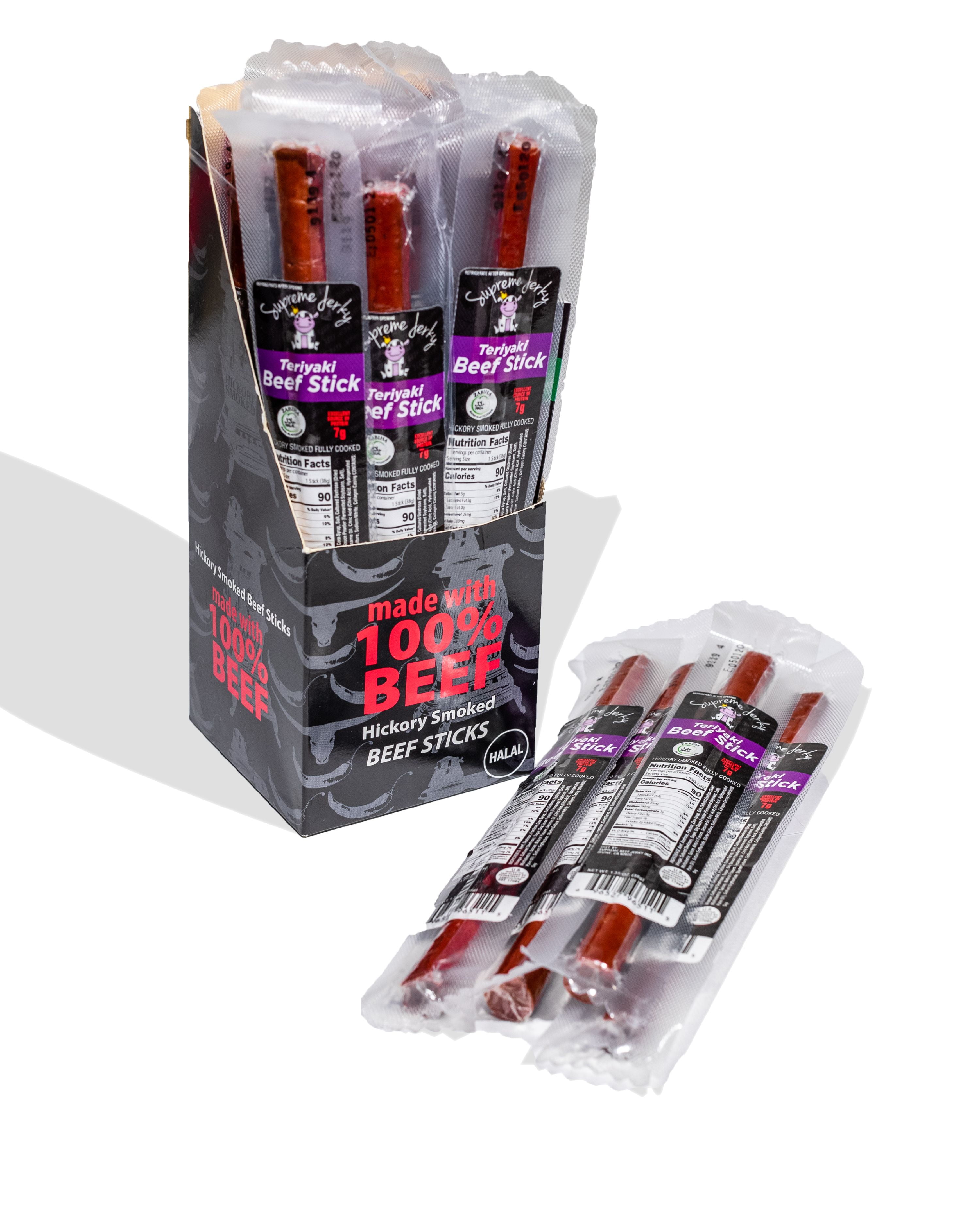Supreme Beef Jerky Halal Beef Sticks 1.10 oz 16 count (teriyaki