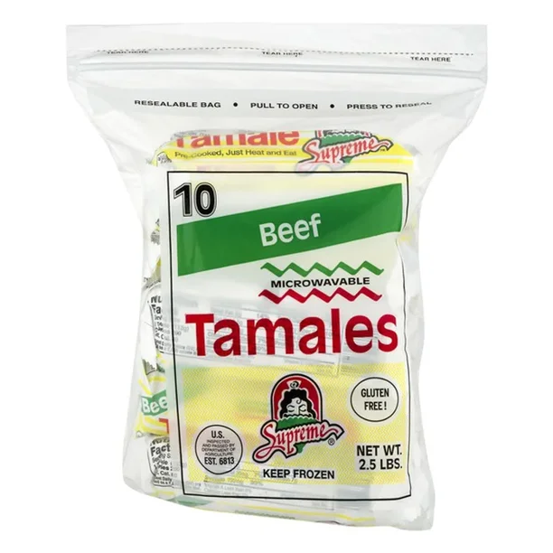 Supreme Beef Tamale, 10 Count, 37 oz, Packaged Appetizers, (Frozen
