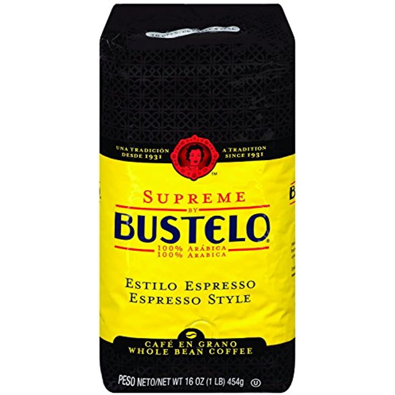 Supreme By Bustelo Whole Bean Espresso Coffee, 16 Ounce Bag (16 Ounces)