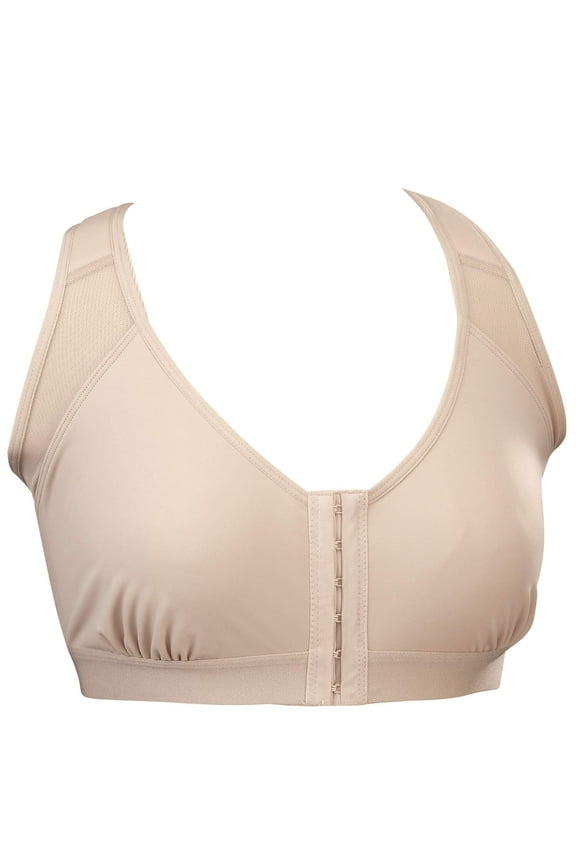 Supreme Comfort Posture Support Bra, Adjustable Padded Straps, Front Closure, Breathable Mesh - Large, Beige