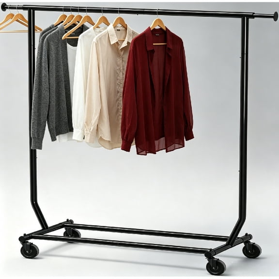 Supreme Commercial Grade Clothing Garment Rack, Holds Up to 250 lbs, 50 to 75 Inches Extendable Rod, Black