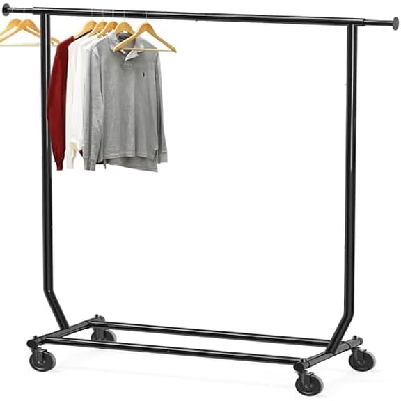 Supreme Commercial Grade Clothing Garment Rack, Holds Up to 250 lbs, 50 to 75 Inches Extendable Rod, Black