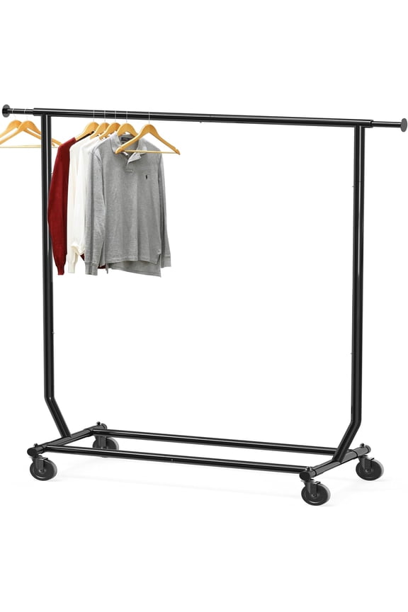 Supreme Commercial Grade Clothing Garment Rack, Holds Up to 250 lbs, 50 to 75 Inches Extendable Rod, Black