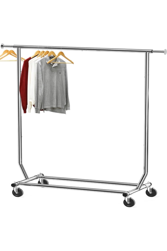 Supreme Commercial Grade Clothing Garment Rack, Holds Up to 250 lbs, 50 to 75 Inches Extendable Rod, Chrome