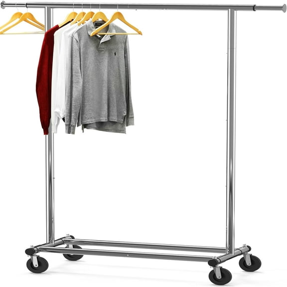 Supreme Commercial Grade Clothing Garment Rack, Holds Up to 250 lbs, 50 to 75 Inches Extendable Rod, Chrome