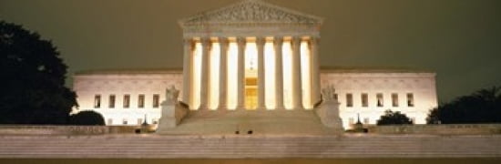 Supreme Court Building illuminated at night Washington DC USA Canvas Art - Panoramic Images (36 x 12)