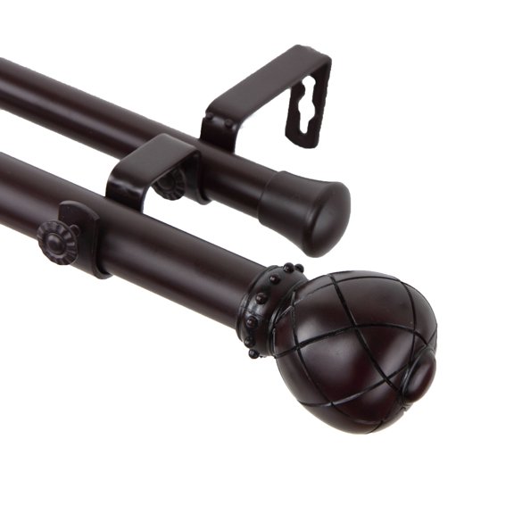 Supreme Double Curtain Rod 120-170 inch - Mahogany