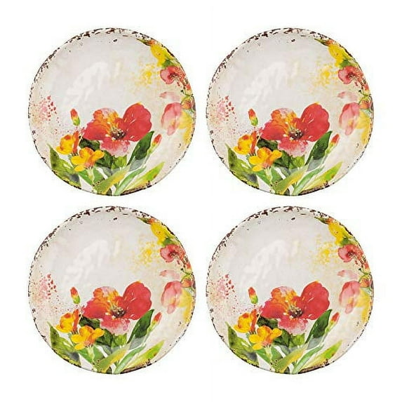 Supreme Housewares 600 Tropical Hibiscus Gourmet Art 4-Piece Melamine 6 Inch Plate Dessert S/4