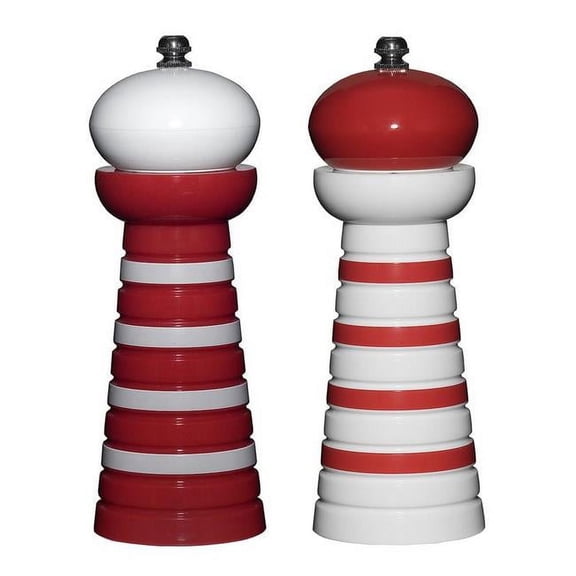 Supreme Housewares 72610 Acrylic Salt & Pepper Mill; Red Stripes Set Of 2"