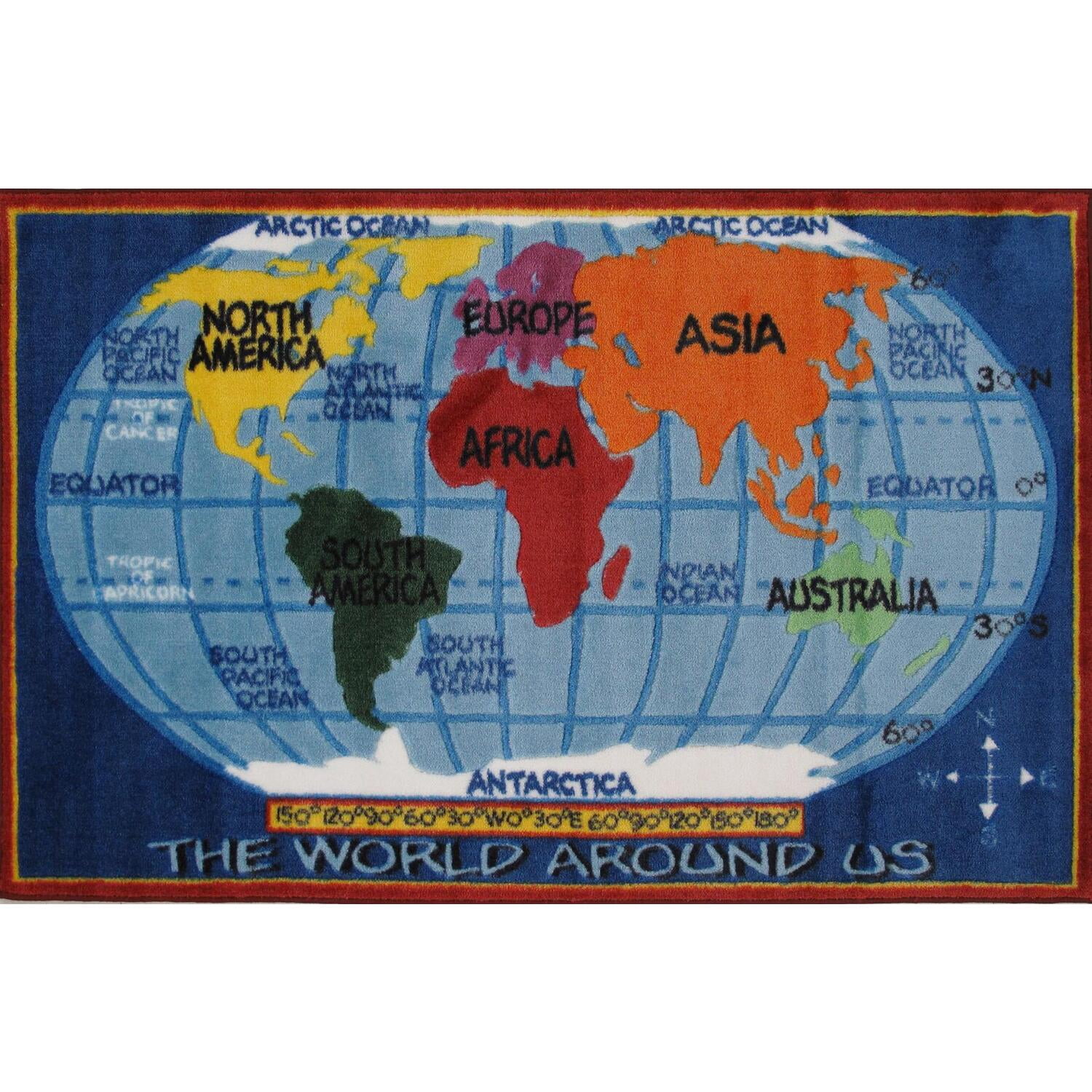 Fun Rugs Supreme Collection Kids World Map Area Rug-Size:5'3" x 7'6 ...
