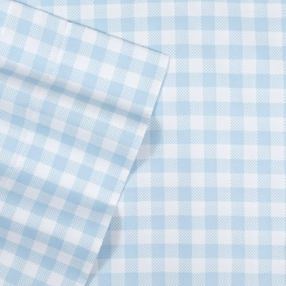 Supreme Kids Wrinkle Free Hypoallergenic Bed Sheets Blue Gingham