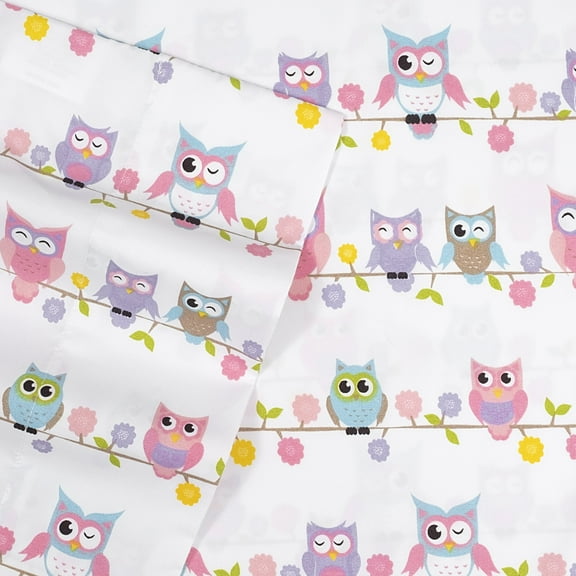 Supreme Kids Wrinkle Free Hypoallergenic Owl Bed Sheets