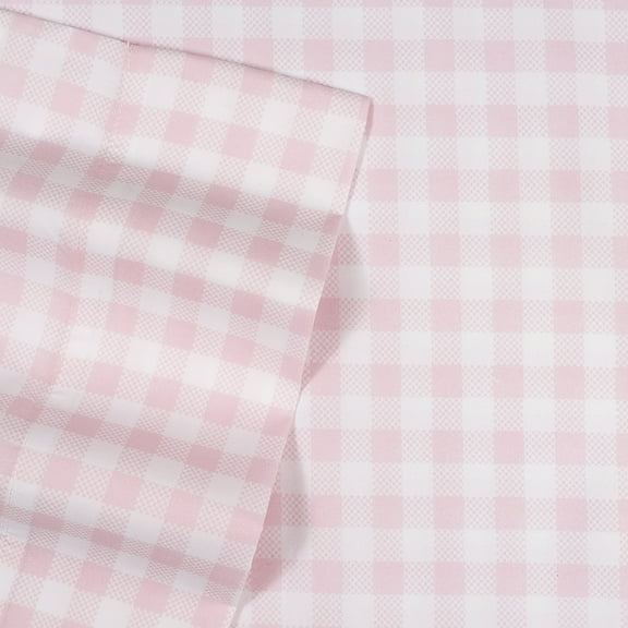 Supreme Kids Wrinkle Free Hypoallergenic Pink Gingham Bed Sheets