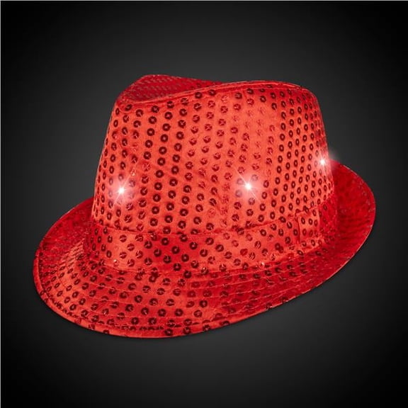Windy City Novelties Red LED Light Up Sequin Fedora Party Hat - Perfect for Themed Parties, Costumes & Nighttime Events