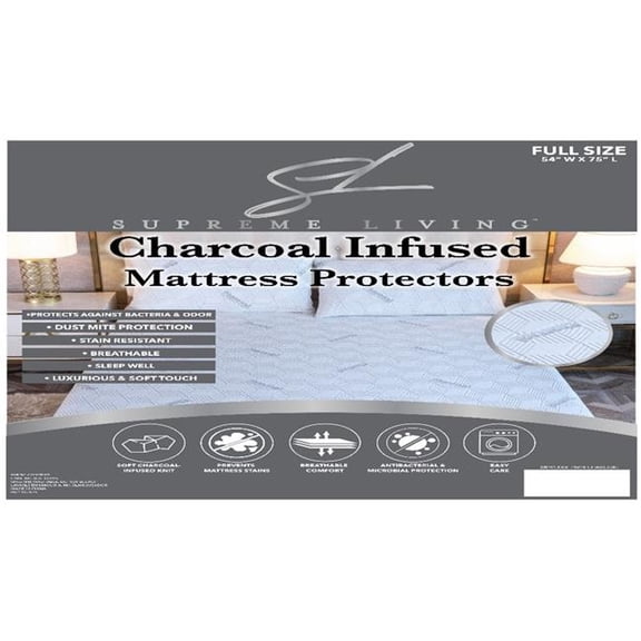 Supreme Living MP41742 Charcoal Infused Mattress Protectors - Twin Size