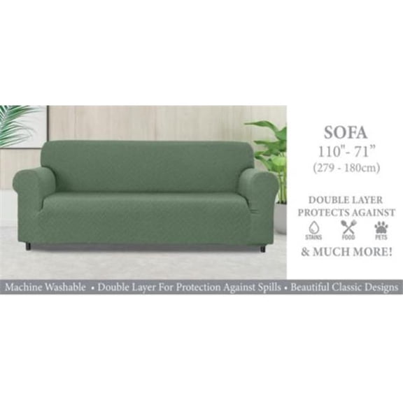 Supreme Living LS41897 Double Layer Loveseat Slipcover - Sage