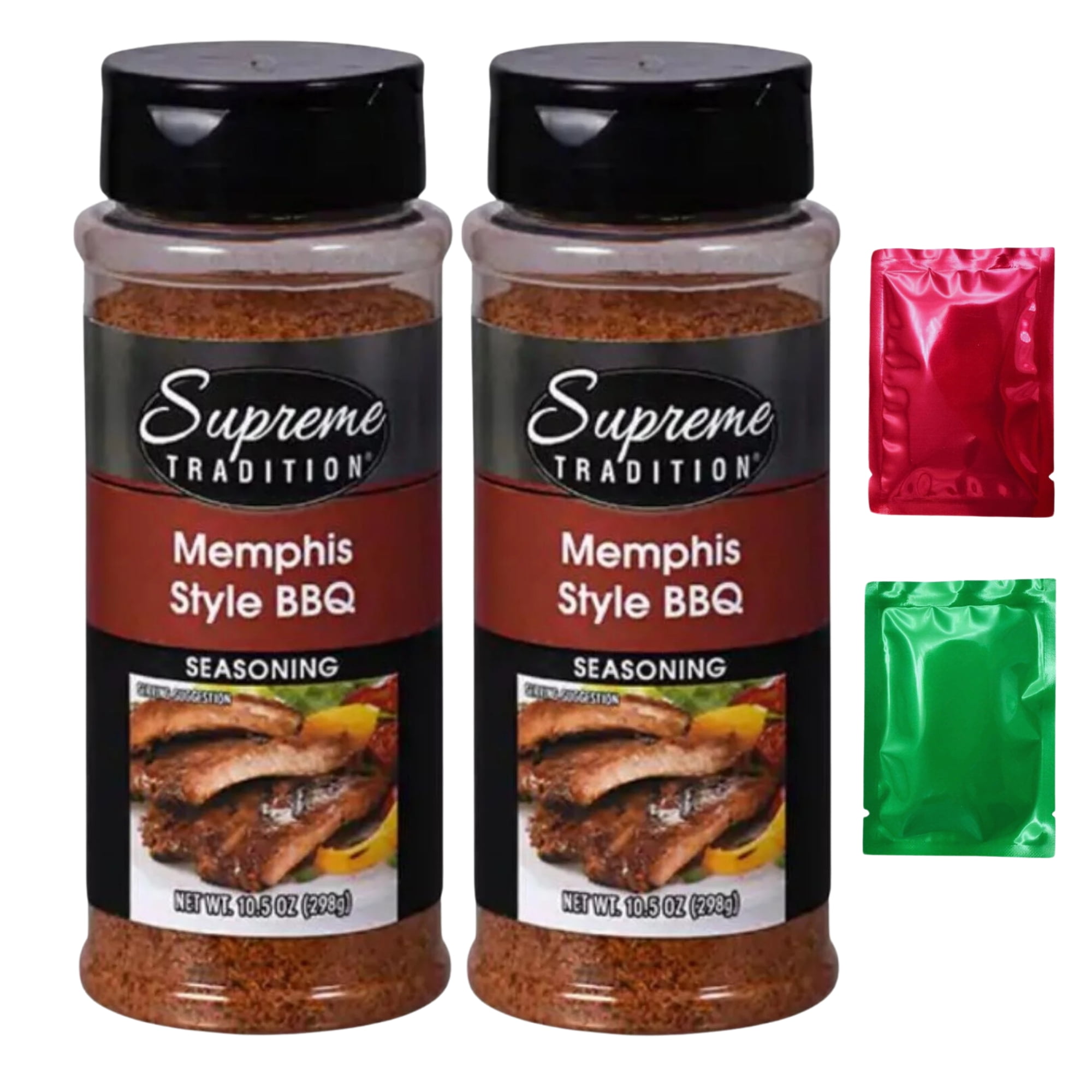 Supreme Memphis Style BBQ Seasoning 10.5 oz 2 Shaker Bottle, Savory and Spicy Spice Blend Rub for Pork Beef Chicket BBQ Meat, Home Kitchen Grilling- with 2 Snoep in Beperkte Oplage