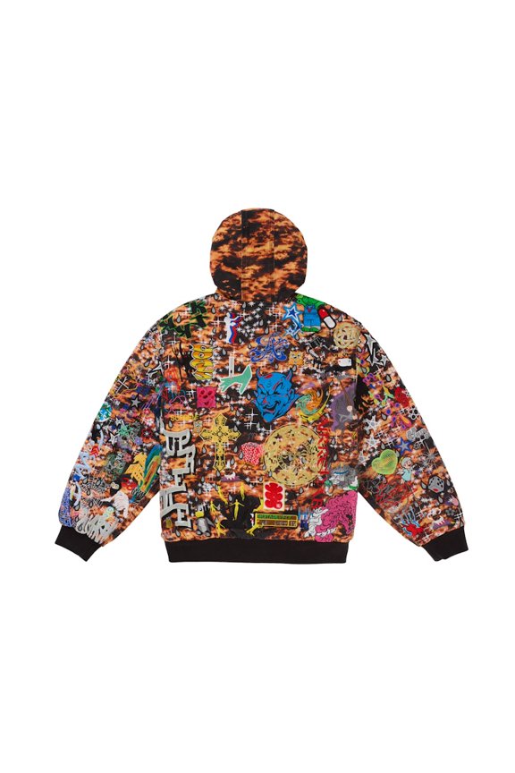 Men's AOI Embroidered Hooded Work Jacket Flames, from StockX