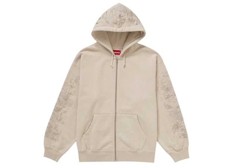 Supreme Men's Playoffs Zip Up Hooded Sweatshirt White, from