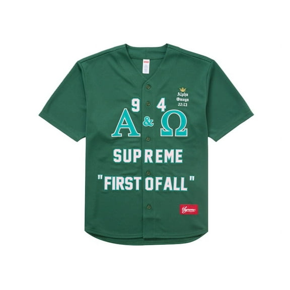 Supreme Men's Alpha Omega Baseball Jersey Green, from StockX