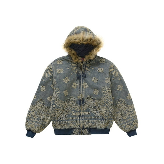 Supreme Men's Bandana Jacquard Denim Hooded Work Jacket Blue, from StockX