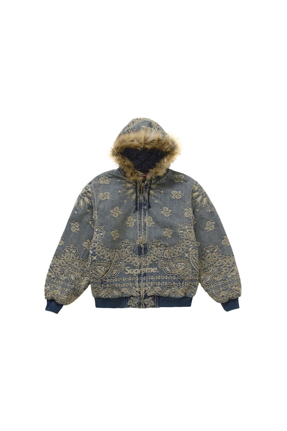 Men's Bandana Jacquard Denim Hooded Work Jacket Blue, from StockX