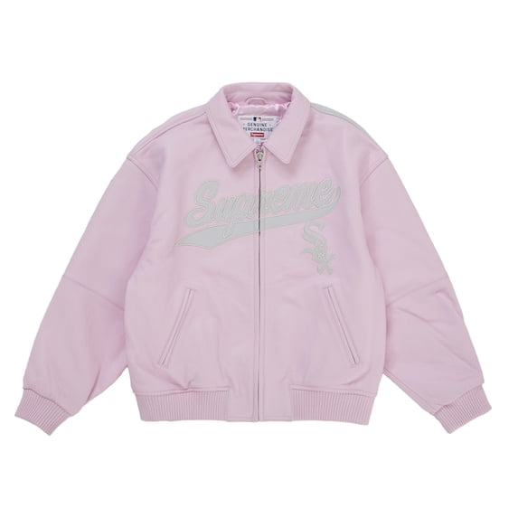 Supreme Men's Chicago White Sox Leather Varsity Jacket Pink, from StockX