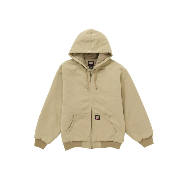 Supreme Men's Dickies Quilted Lined Zip Up Hooded Sweatshirt Brown