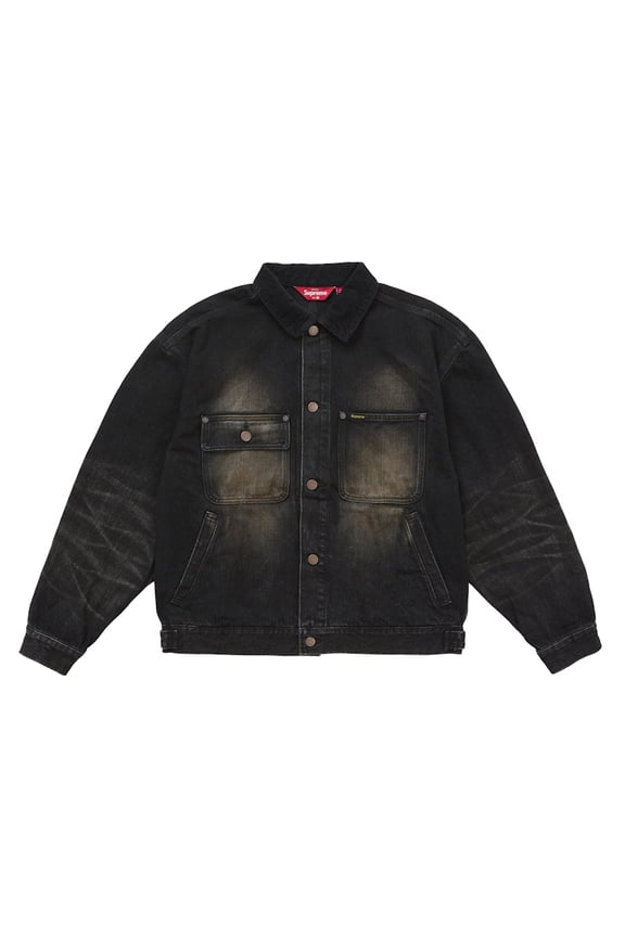 Men's Distressed Selvedge Trucker Jacket (FW25) Washed Black, from StockX