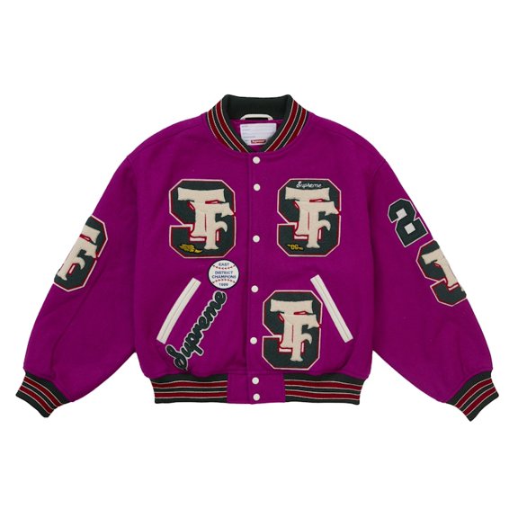 Supreme Men's Drill Team Varsity Jacket Magenta, from StockX
