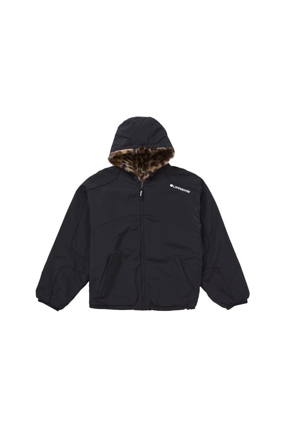 Men's Faux Fur Reversible Hooded Track Jacket Black, from StockX