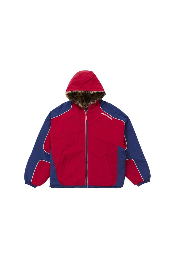 Men's Faux Fur Reversible Hooded Track Jacket Red, from StockX
