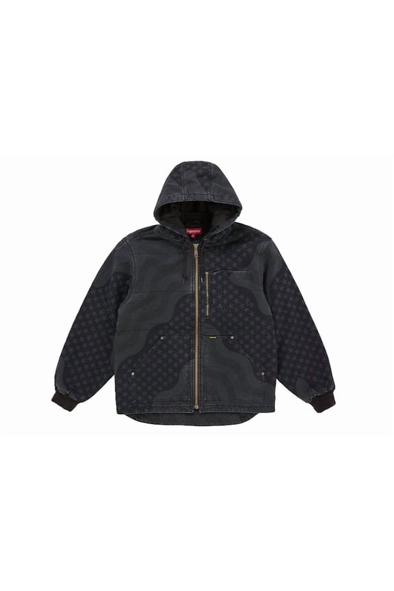 Men's Flag Quilted Hooded Work Jacket Black, from StockX