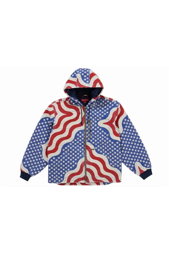 Men's Flag Quilted Hooded Work Jacket Multicolor, from StockX