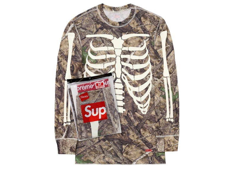 Supreme Men's Hanes Bones Thermal Crew 1 Pack Woodland Camo, from