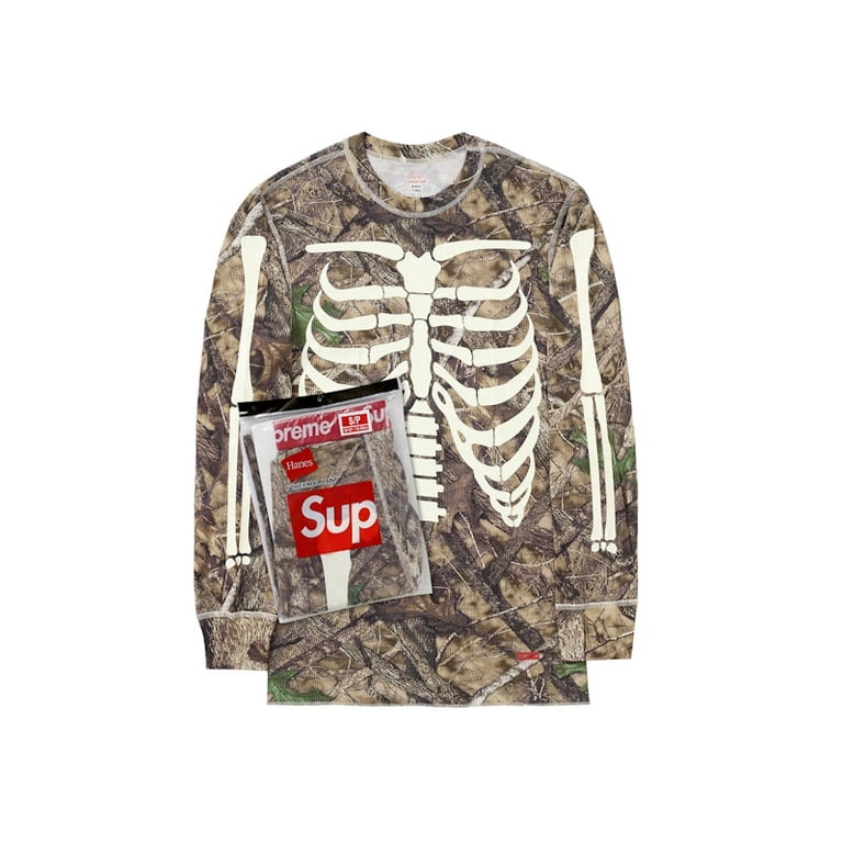Supreme Men's Hanes Bones Thermal Crew 1 Pack Woodland Camo, from