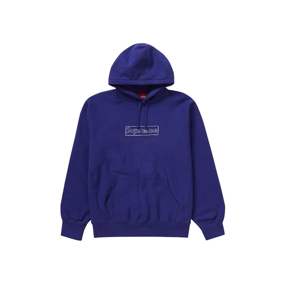 Supreme Men's KAWS Chalk Logo Hooded Sweatshirt Washed Navy, from StockX