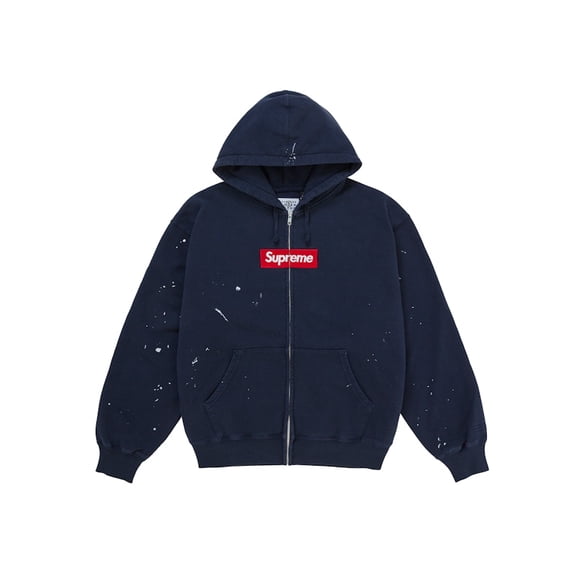 Supreme Men's MM6 Maison Margiela Box Logo Zip Up Hooded Sweatshirt Navy, from StockX