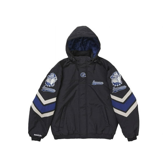Supreme Men's Mitchell & Ness NCAA Hooded Stadium Jacket Black, from StockX