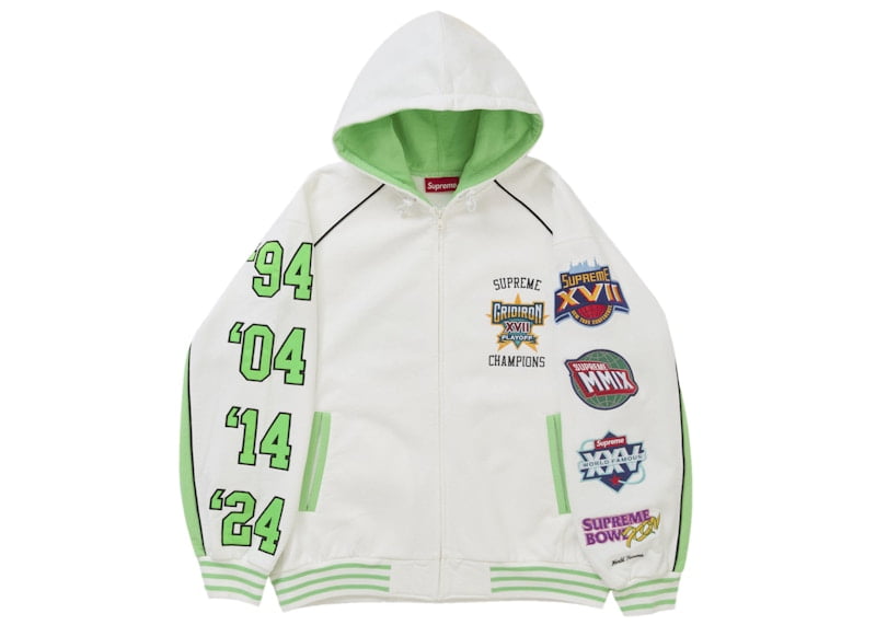 Supreme Men's Playoffs Zip Up Hooded Sweatshirt White, from