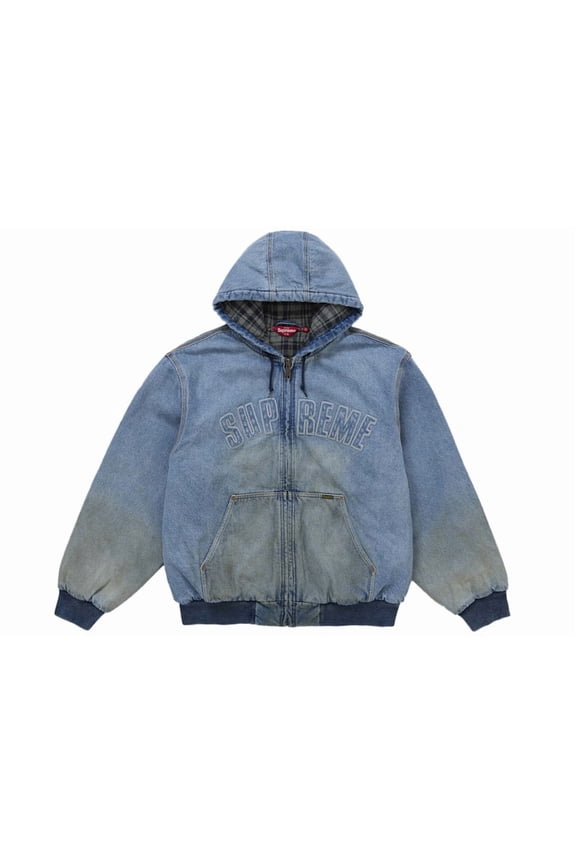 Men's Reflective Arc Hooded Work Jacket Denim, from StockX