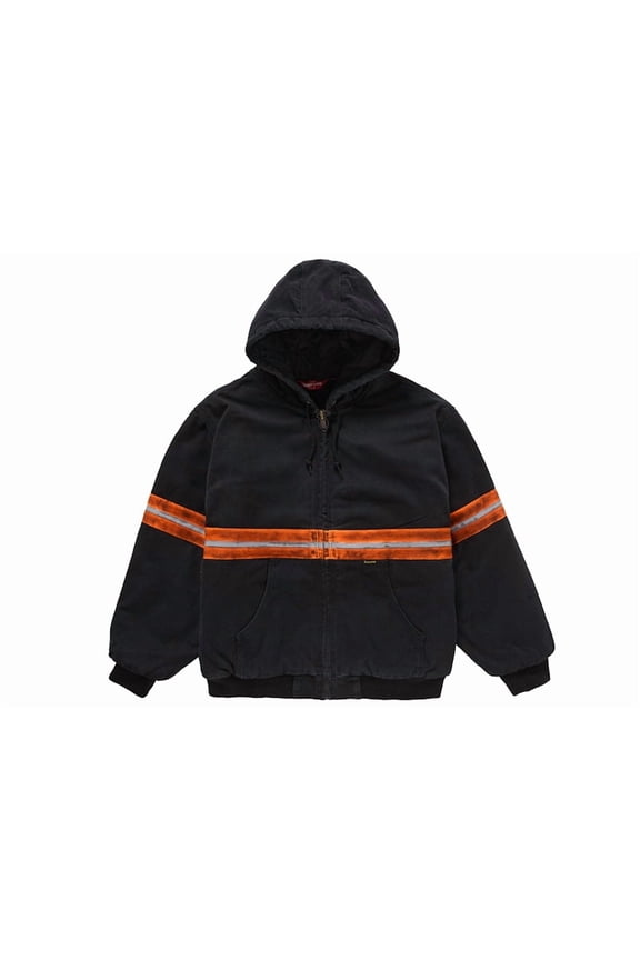 Men's Reflective Stripe Hooded Work Jacket Black, from StockX