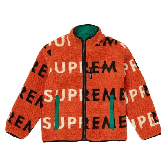 Supreme Men's Reversible Logo Fleece Jacket Orange, from StockX