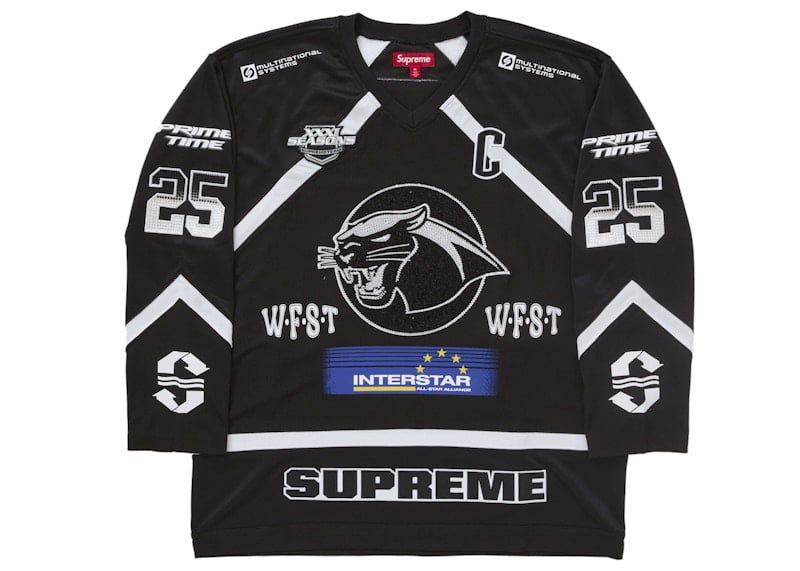 Supreme Men's Rhinestone Hockey Jersey Black, from StockX