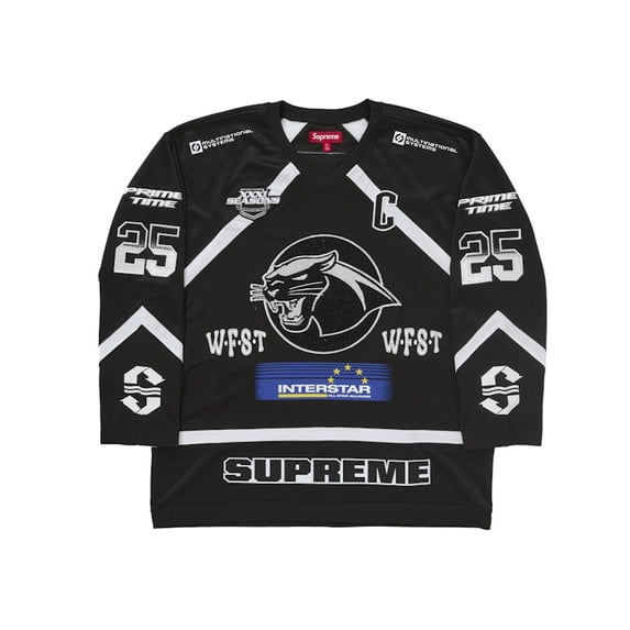 Supreme Men's Rhinestone Hockey Jersey Black, from StockX
